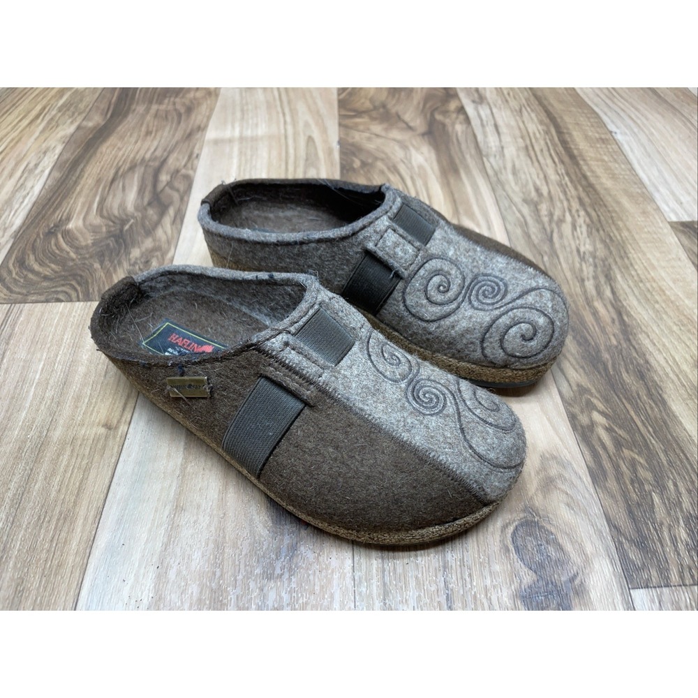 HAFLINGER‎ Women's "Grizzly Magic Swirl" Wool Brown Clogs Size 36